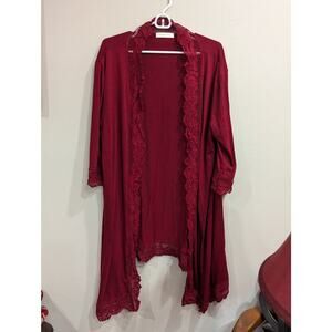 Women's pretty wine colored long duster cardigan by Hipster Row size L
